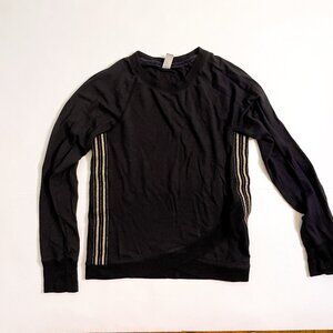 Athleta Girl Black Metallic Gold Terry Criss Cross My Heart Sweatshirt, Size 12
